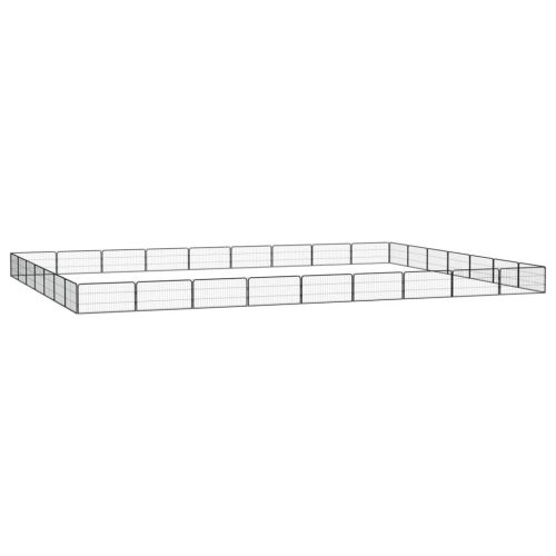 32-Panel Dog Playpen Black 39.4"x19.7" Powder-coated Steel