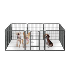 Dog Pens Outdoor 32" Height Foldable 12 Panels Heavy Duty Metal Portable Dog Playpen Indoor Anti-Rust Exercise Dog Fence with Doors for Large/Med (Color: as Pic)
